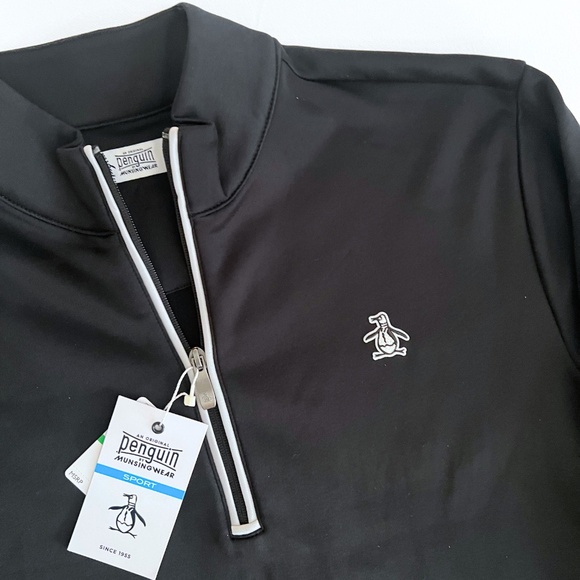 NWT Original Penguin 1/4 Zip Golf Pullover Black Men's Size Large - Picture 2 of 7